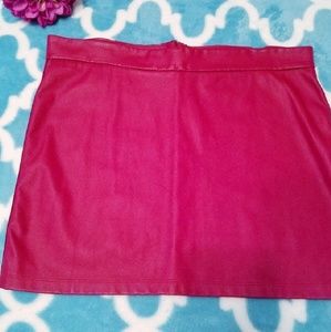 Sexy and comfy red leather like mini skirt